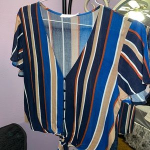 button down to tie crop top